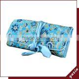 Blue Flower Fashion Design Jewelry Roll Silk Jewelry Bag Made in China JR003 thumbnail-1