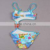 Newest Designer Summer Girls Bikini Light Blue Polyester And Lycra Beach Flower Printed Two-piece Bikini SR40417-4 thumbnail-2