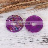 Resin & Shell Mosaic Dome Seals Cabochon Round Purple thumbnail-3