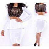 2-PIECE BODYCON FAUX LEATHER DRESS