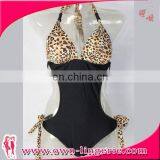 Wholesale Women Sexy Lingerie Leopard Halter Teddy thumbnail-1