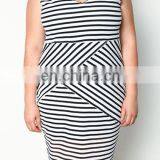 High Quality 3xl Plus Size Dress Fat Women Dress Bandage Striped Bodycon Dress thumbnail-5