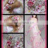 Aidocrystal Fashion Classic Bridal Flower Hair Piece Raw Material Pink Hair Accessories thumbnail-1