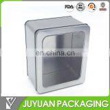Natural Plain Silver Metal Container Box With PET Window