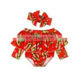 Fashion off Shoulder Long Sleeve Ruffle Baby Romper Bodysuit and Floral Headband 13 Styles You Can Choose thumbnail-4