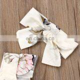2019 Summer Girls Fly Sleeved Cotton Rompers & Headband 2pc Set Girls Flower Print Bodysuits Free Ship thumbnail-6