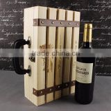 Custom logo and painted 2 bottles wooden wine boxes hinged gift wine box tote