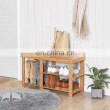 Morden Living Room 3 Tier Bamboo Wood Shoe Bench Rack