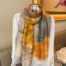 Prevent Bask Scarves Moire Sunscreen Silk Paintings Scarf Flowers Beach Scaves High Quality thumbnail-2