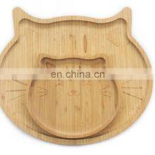 Wholesale Natural Wooden Lion Shape Reusable Bamboo Kids Plate thumbnail-4