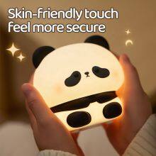 EGOGO Cute Panda Cartoon Mini Silicone Soft Night Light Switch Kids' Nursery Home Decor Lithium Battery Bedside Decorate Light thumbnail-6