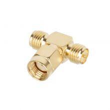 Manufacturer T Type SMA-JKK SMA Female Plug to 2 Dual SMA Male Pins RF Coax Adapter Connector thumbnail-2