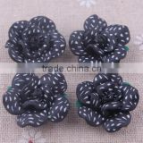 Latest !!!!Halloween black handmade polymer clay beads!!chunky clay flower beads for fashion jewelry!!