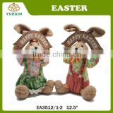 2015 New Easter Handmade Crafts Country line 3D Bunny with Wooden sign