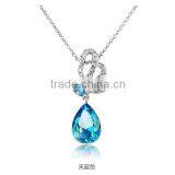 Blue Magnifying Glass Teardrop Pendant Necklace