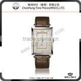 Genuine Leather Watch Strap Stainless Steel Back Geneva Quartz Japan Movement Gold Mens Watch thumbnail-1