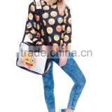 2016 Hot Fashion 3D Emoji Printing One Side Leather Courier Bags Shoulder Bag Message Bags thumbnail-3