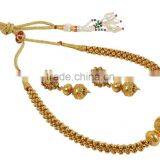 Indian Gold Plated Chain Necklace With Earrings Set For Girls/Women thumbnail-3