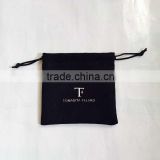 Black high quality suede pouches jewellery with white logo