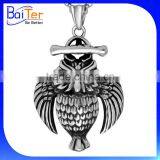 Mens Steel Titanium Vintage Owl Pendant Wholesale thumbnail-1
