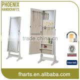 Excellent stylish wood white mirrored jewelry cabinet armoire supplier