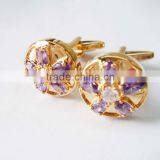 Golden Yellow With Elegant Purple High-grade Cufflinks