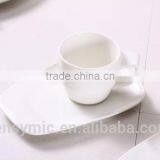 T00217 Big Handle White Porcelain Tea Cup With Saucer thumbnail-3
