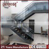 Interior Wood Prefabricated Stairs With Glass Railing