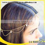 Jewelry Fashion Pearl Tassels Hair Head Piece Gold Chain thumbnail-3