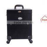 Wholesale Plastic PVC Travel Cosmetic Bag Light Trolley Makeup Case With External Wheel thumbnail-5