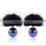 2016 Top Quality Fashion Fur Women Earings Set Brand Acrylic Round Shaped Double Earings Factory Price thumbnail-5
