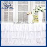 SK001K New 2015 Ruffled Elegant Polyester Ruffled Pleated Steps in Bridal White Table Skirts thumbnail-1