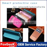 New products in 2015 on China market fashion leather case for iphone 6/for iphone 5 with waterproof smart magnetic Cover