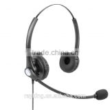 biliteral headphone, 2800mm matti PU cable, RJ11 connector, PU leather ear cover, noise cancelling