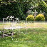 Garden Heart-Shaped 2 Seater Wrought Iron Bench White and Black thumbnail-4
