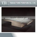 Luxury Furniture Glass Top Marble Base Square Coffee Table Center Table thumbnail-5