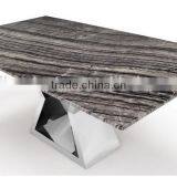 Modern Dining Table With Marble Top and Chrome Base thumbnail-4