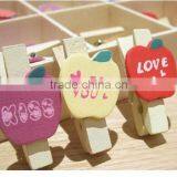 Hot Small Wooden Apple Shape Decoration Clip Peg Made in China