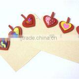 2017 Red Heart Wooden Clip Peg Filofax Decoration Made in China