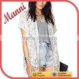 2014 Manni New Designed Women Loose Sheer Lace White Jackets thumbnail-1