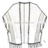 100%RAYON TOP WITH KNOT CUT FRINGE & CLUNY LACE thumbnail-3