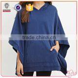 2016 Factory New Lady Knit Hooded French Terry Poncho thumbnail-1