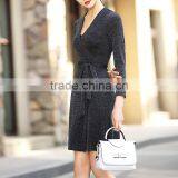 Women Deep V-neck Sexy Nighty Dress Korean Office Dress Casual One Piece Dress Xxl Black thumbnail-2