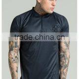 2016 New Arrival Stylish 1/4 Zipper Baseball Jersey Raglan Short Sleeve Curved Hem Baseball T Shirt Black Embroidered Jersey Top thumbnail-1