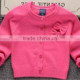 OEM 100% Cotton Knitted Cute Bows Girls Pink Cardigan Sweaters thumbnail-3