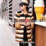 Casual Elegant Ladies Faux Fur Coats Winter Long Sleeve Black and White Strip Fur Coat Jacket Overcoat Short Design Outerwear thumbnail-2