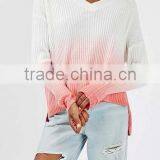EY0874S Sexy Loose v Neck Pure Cashmere Pullover Sweater for Ladies thumbnail-3