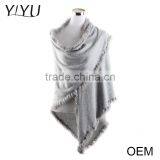High Quality Fashion Design Women Cashmere Knit Scarf Shawl Ponchos Sweater thumbnail-1