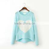 Big Girls' Color Block Heart Printed Stylish Branded Pullover Sweater thumbnail-2