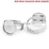 Copper Rings Adjustable Round Disc Silver Tone Cabochon Setting 17.9mm Ring Setting thumbnail-1